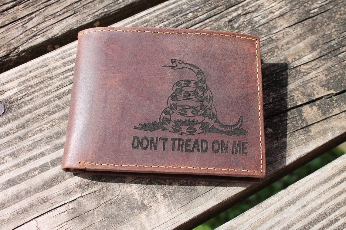 Gadsden Flag Don't Tread on Me BIFOLD WALLET Miller's Leather Shop