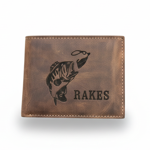 FiSHING BIFOLD DISTRESSED LEATHER WALLET