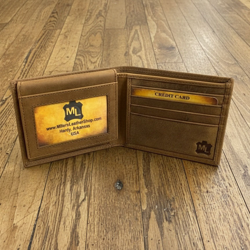 Turkey and Tracks  Distressed Leather Wallet