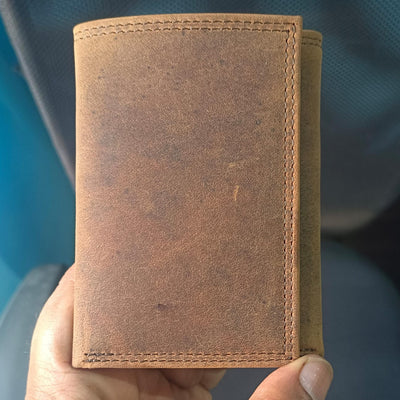 Plain Trifold Distressed Leather