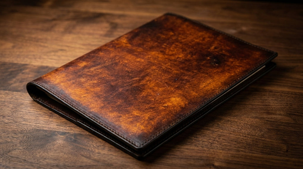 Handcrafted Leather Padfolio Organizer with Card Slots and Pen Holder