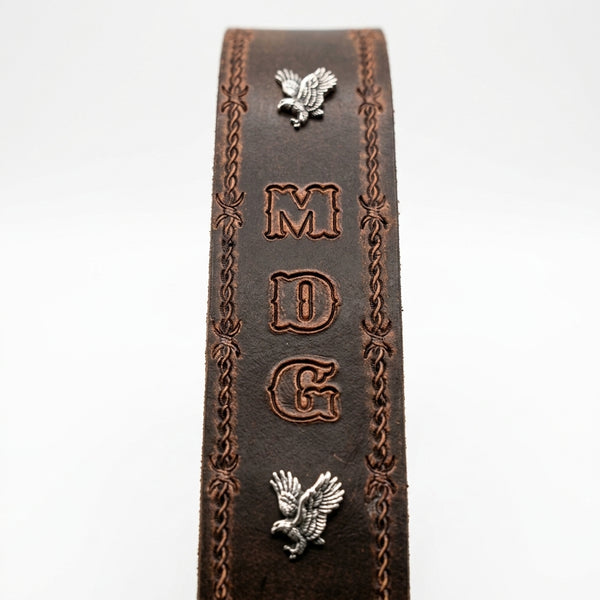 Distressed BISON Leather Guitar Strap with Concho Options
