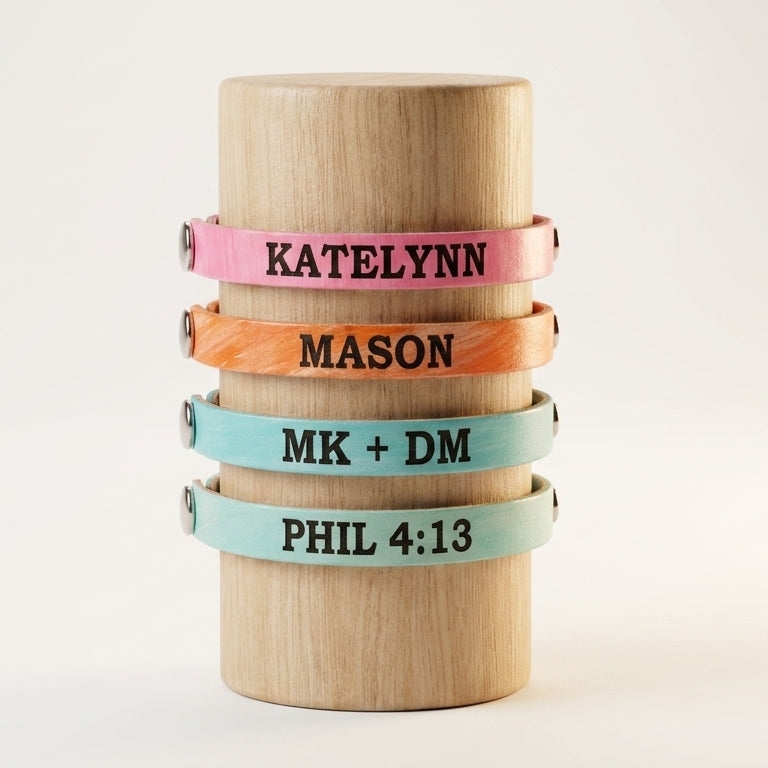 Custom Personalized Engraved Leather Name Bracelets