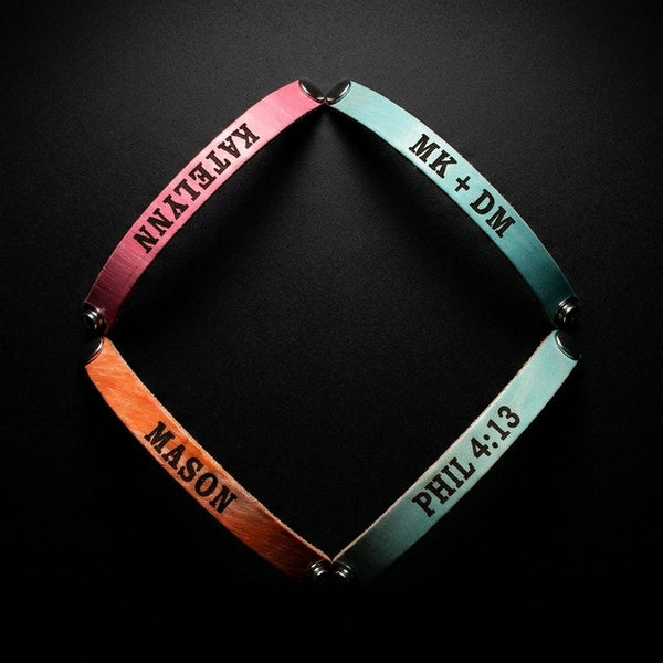 Custom Personalized Engraved Leather Name Bracelets