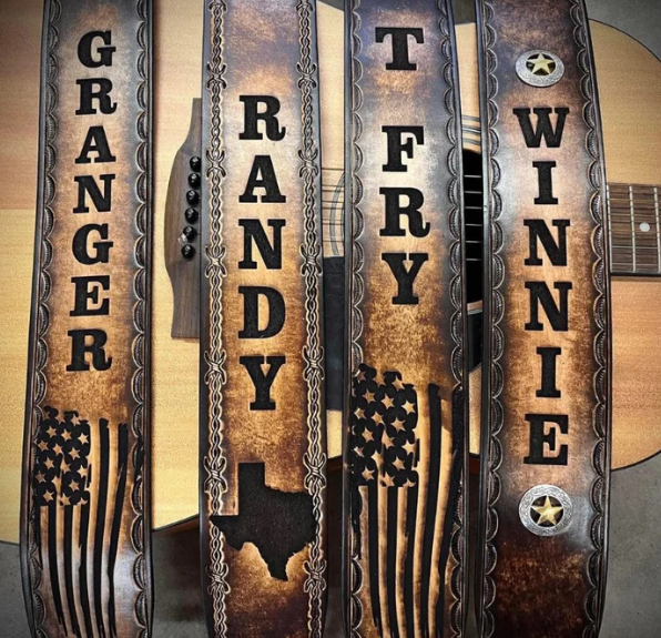 Custom Tooled Guitar Straps by Miller's Leather Shop