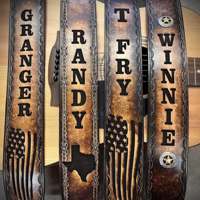 Custom Tooled Guitar Straps by Miller's Leather Shop