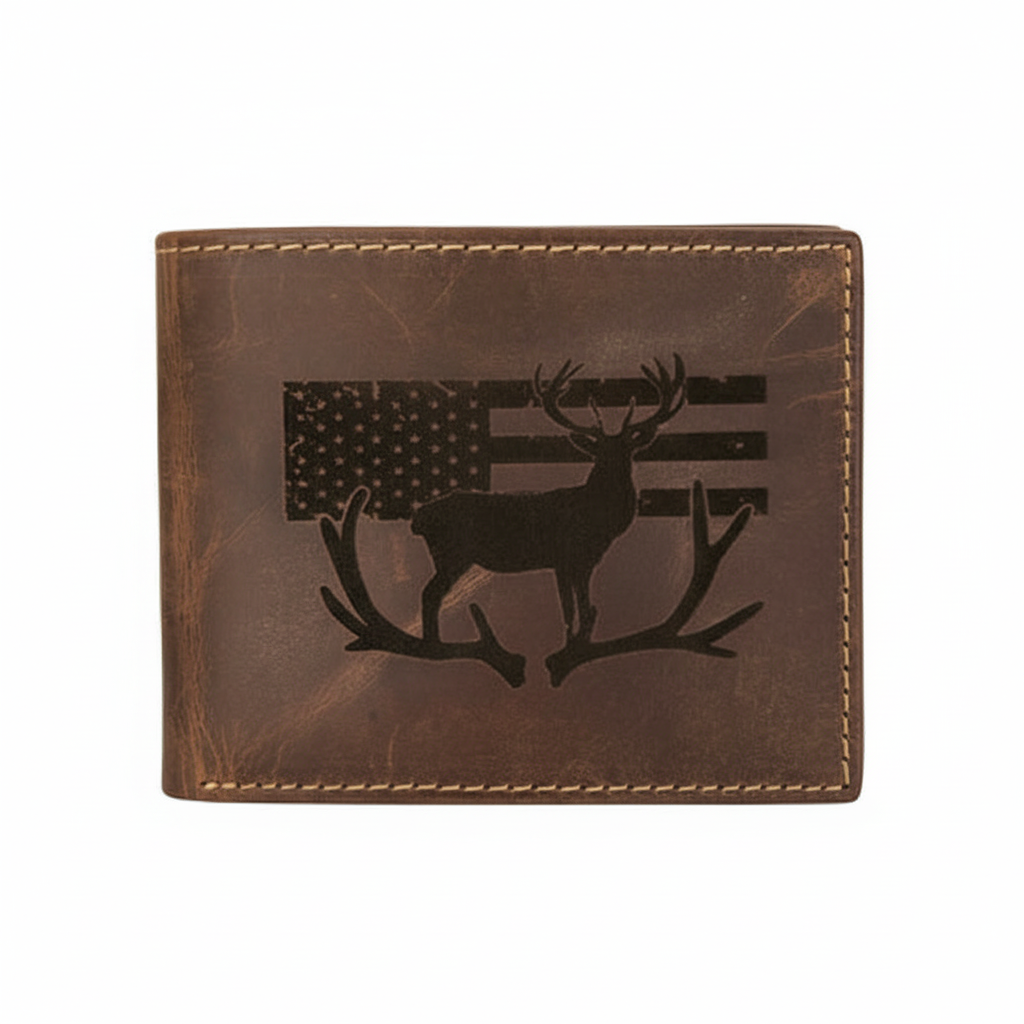 Deer with Flag and Antlers BIFOLD WALLET