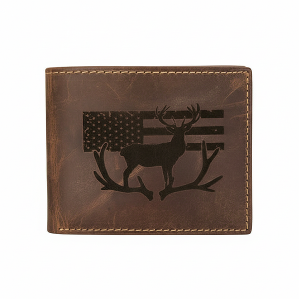 Deer with Flag and Antlers BIFOLD WALLET