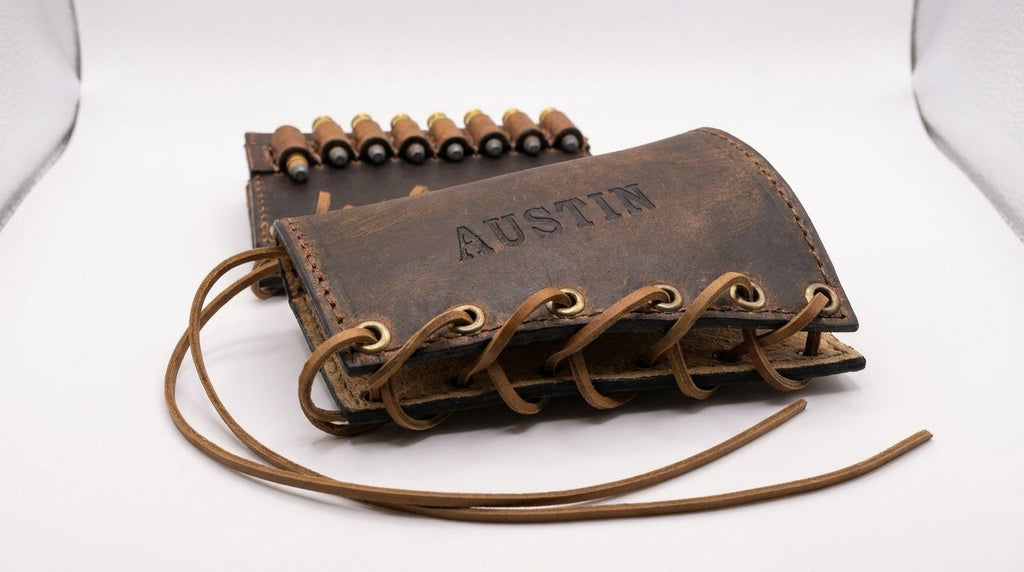 Personalized Leather Rifle Buttstock Cover with Ammo Loops
