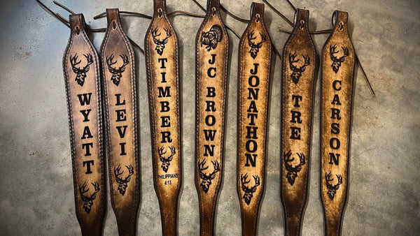 Leather Rifle Sling, Personalized Sling for Hunters, Made in the USA