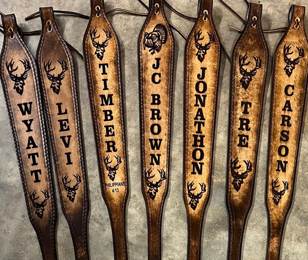 Leather Rifle Sling, Personalized Sling for Hunters, Made in the USA