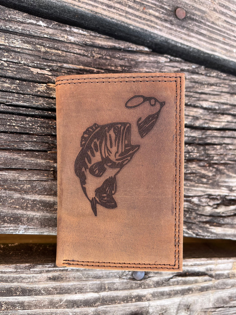 BASS FISHING Trifold Wallet - Distressed Leather | Miller's Leather