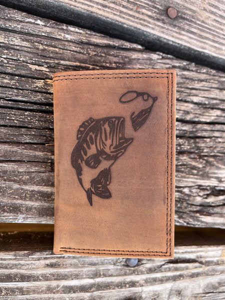 BASS FISHING Trifold Wallet - Distressed Leather | Miller's Leather