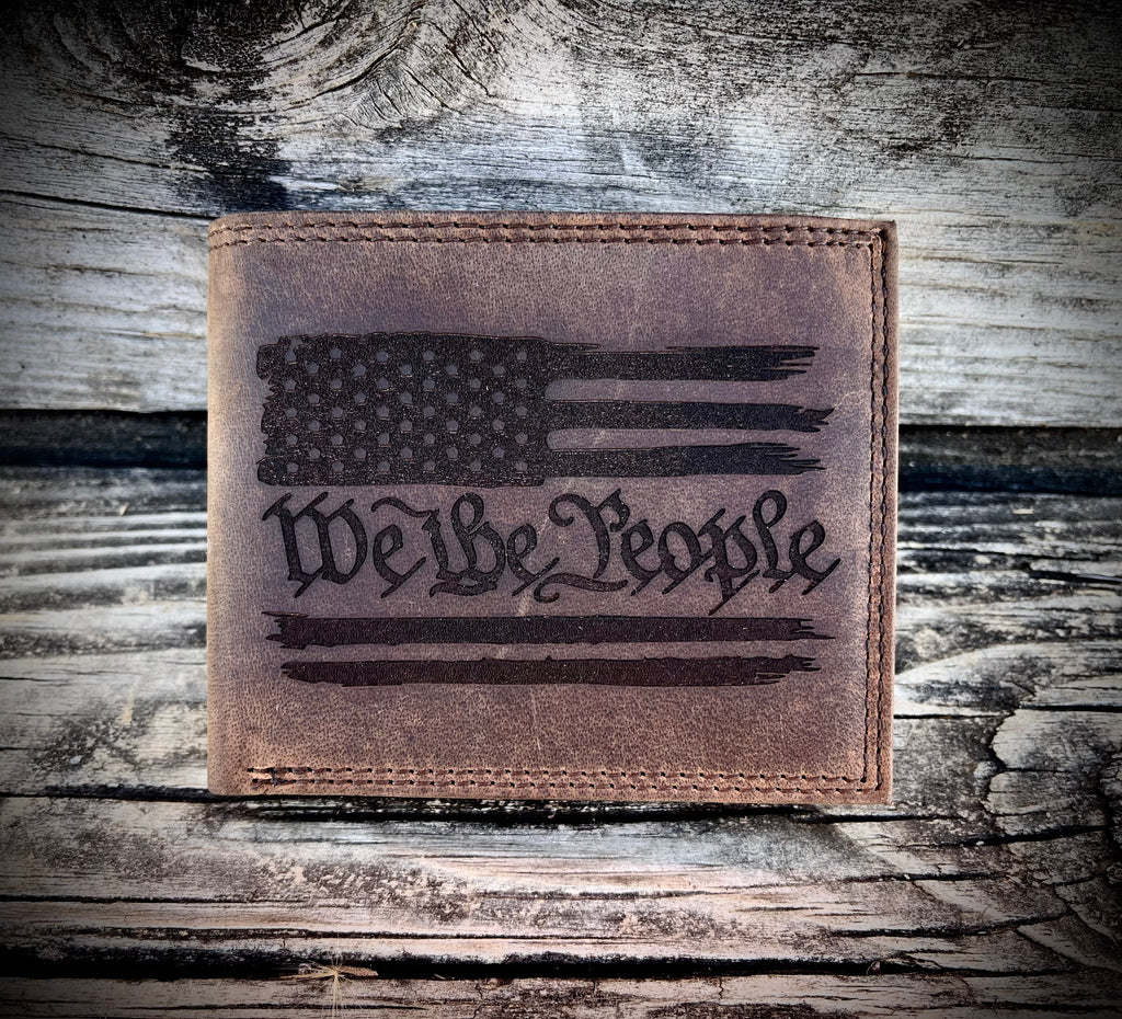 We The People Distressed Leather Bifold Wallet | American Flag