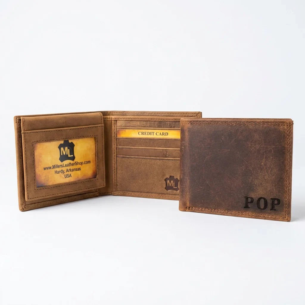 Leather Turkey Wallet - Engraved with Turkey Design