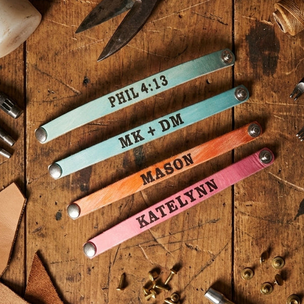 Custom Personalized Engraved Leather Name Bracelets