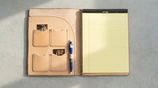 Handcrafted Leather Padfolio Organizer with Card Slots and Pen Holder