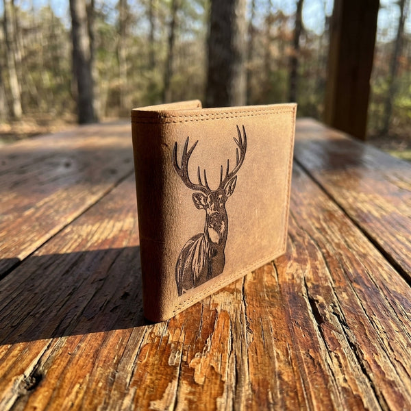 Distressed Leather Bifold Wallet - DEER Wallet by Miller's Leather