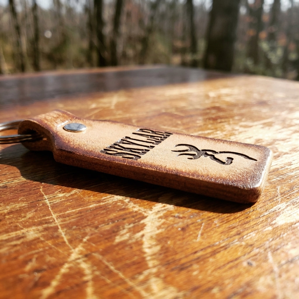 Custom Engraved Leather Keychain - Personalized Gift for Him/Her