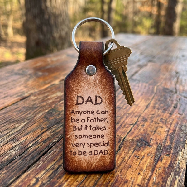 Handcrafted Leather Dad Keychain - Father's Day Gift - Made in USA