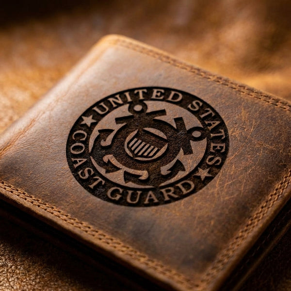 US Coast Guard Leather Wallet - Rustic Brown Bifold