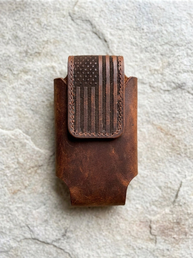 Custom Handmade Leather USA Flag Phone Case - Miller's Leather Shop