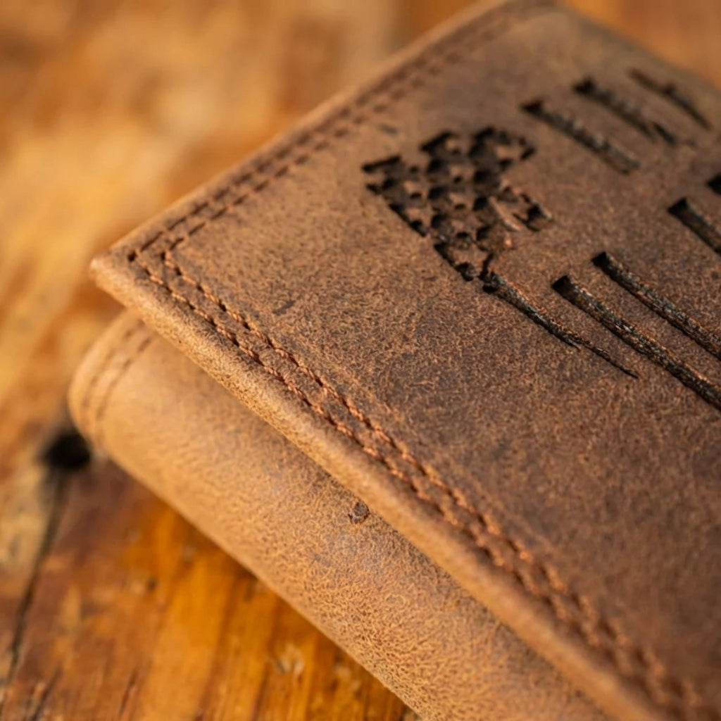 American Flag Trifold Wallet with Cross - MillersLeatherShop.com