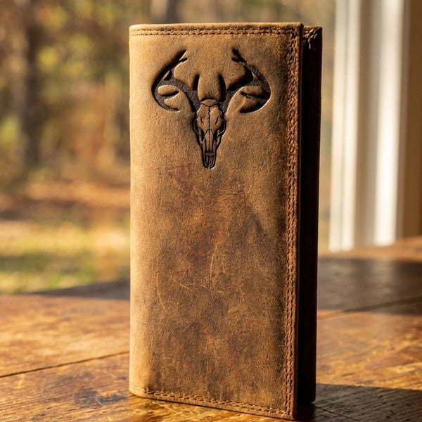 Men's Leather Roper Wallet - Bone Collector Skull Edition - Miller's Leather Shop