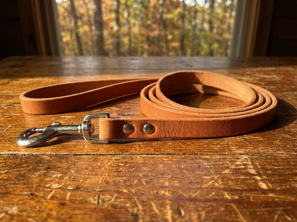 Handcrafted Leather Big Dog Leash in Heavy Oil Tanned Leather (AI Generated)
