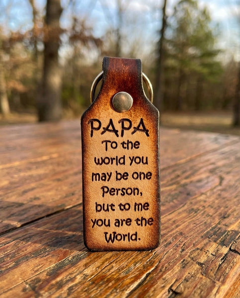 Personalized Leather Keychain for Papa - Gift Box (AI Generated)