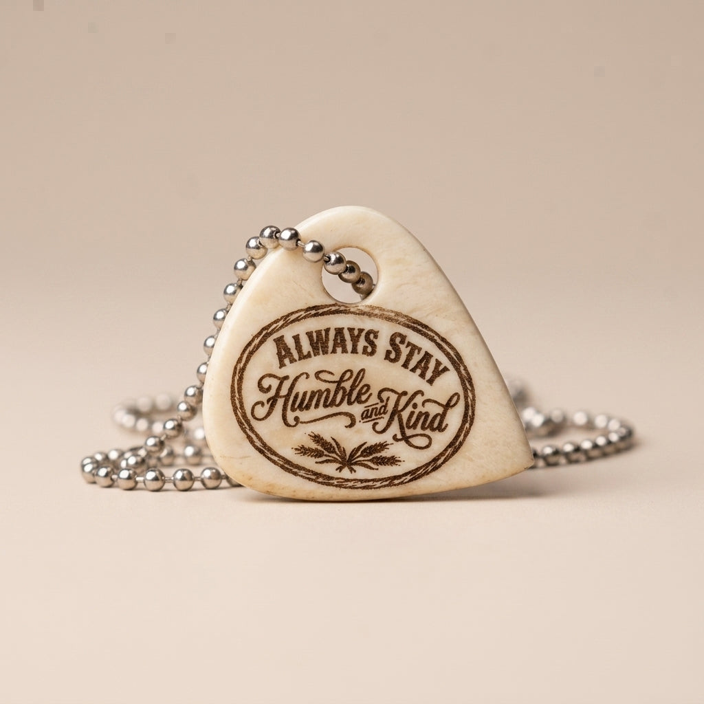 Always Stay Humble and Kind Engraved Guitar Pick Necklace