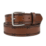 Hand Tooled Cowhide Leather Belt - Handcrafted in the USA
