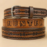 Barb Wire Hand-Tooled Full-Grain Leather Belt | Miller's Leather Shop