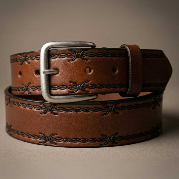 Barb Wire Leather Belt