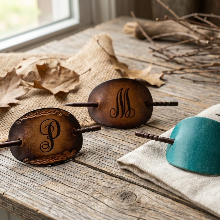 Personalized Leather Hair Slide Hair Clip Hairpin for Women