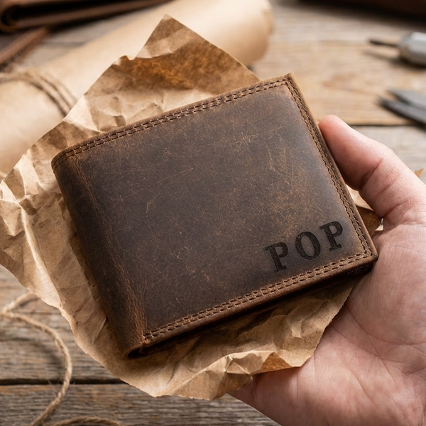 Leather Turkey Wallet - Engraved with Turkey Design