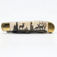 Engraved Bone Pocket Knives