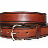 Tooled Border Handcrafted Leather Belt - Full Grain Made in USA - Mill
