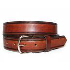 Handcrafted Leather Belt  with tooled border line(Solid Leather and no stitching)