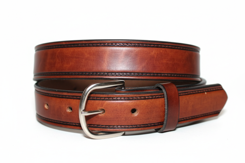 Tooled Border Line Handcrafted Leather Belt