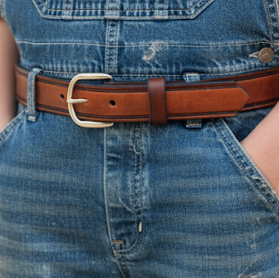 Handcrafted Leather Belt  with tooled border line(Solid Leather and no stitching)