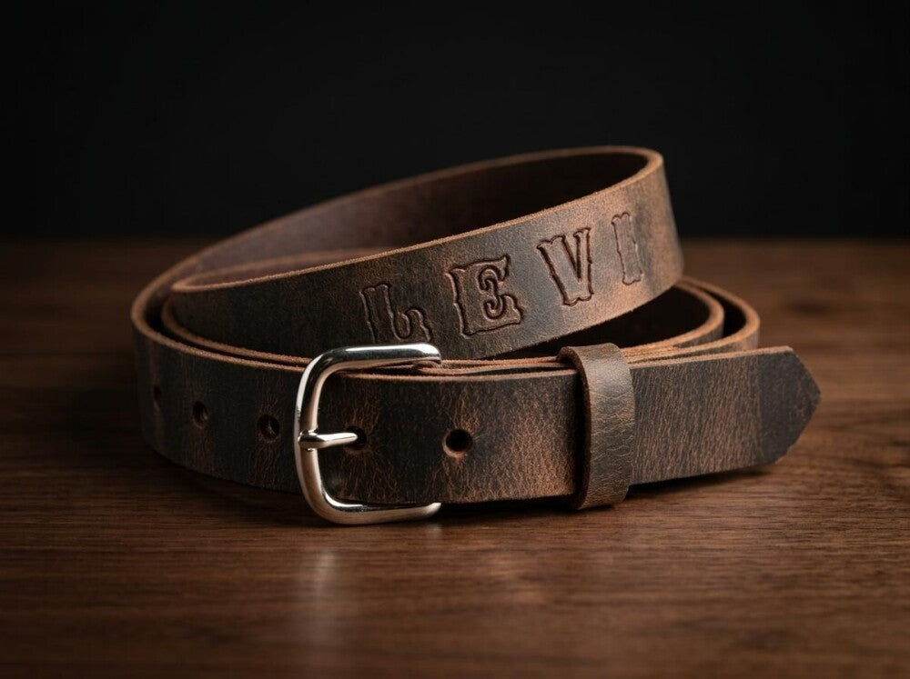 Plain Leather School Uniform Belt, Choose Black or Brown, Name or Initials Free