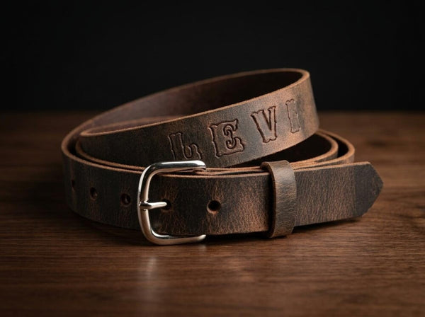Plain Leather School Uniform Belt, Choose Black or Brown, Name or Initials Free