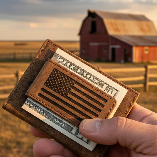 Square American Flag Money Clip Wallet - Slim Front Pocket Design