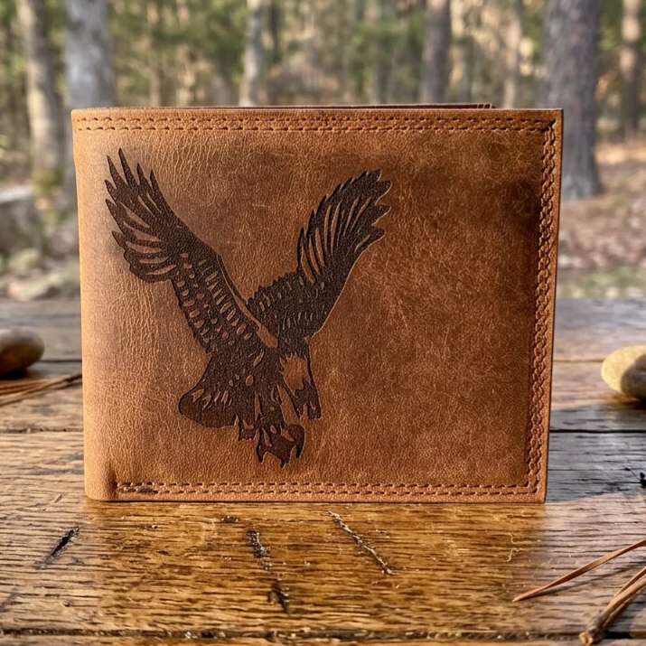Leather Wallet with Eagle Design