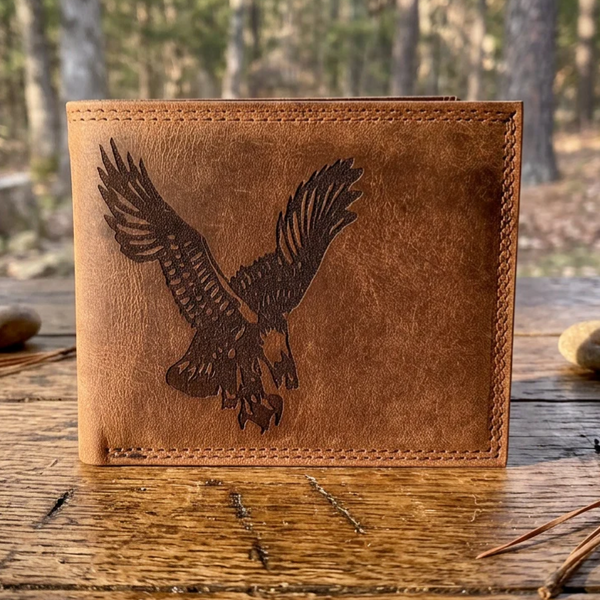 Leather Wallet with Eagle Design