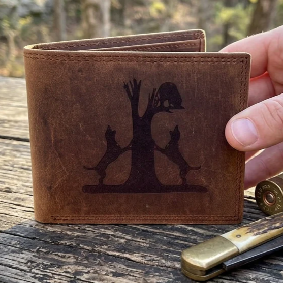 Coon Hunter Leather Wallet - Personalized Gift for Hunters