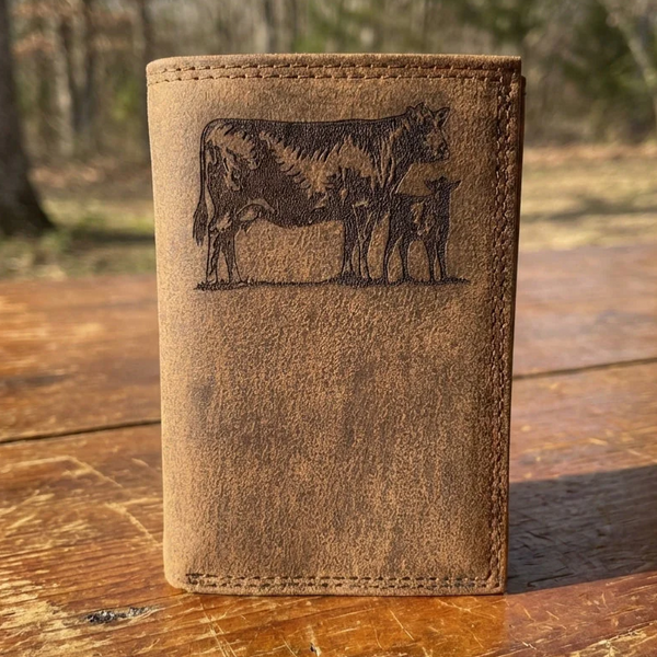 Cow and Calf Trifold Wallet