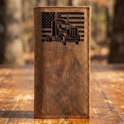 USA Flag Leather Trucker Wallet - Men's Distressed Roper Long Wallet | Miller's Leather Shop