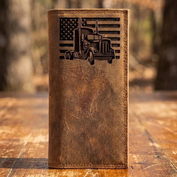 USA Flag Leather Trucker Wallet - Men's Distressed Roper Long Wallet | Miller's Leather Shop